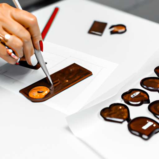 תמונה המציגה תהליך עיצוב יצירתי לשוקולדים ממותגים